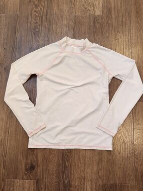 Xhilaration White Long Sleeve Top with Pink Contrast Stitching